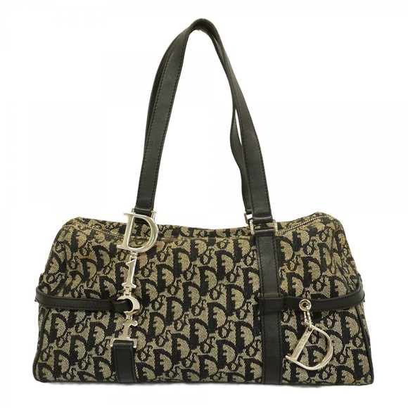 Dior  Canvas Christian Bag Shoulder Trotter Black - Picture 1 of 9